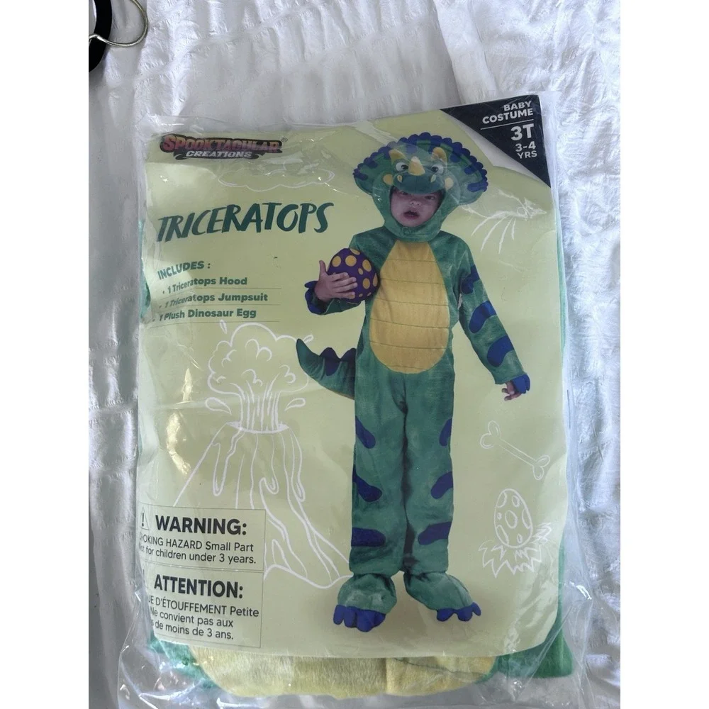 NWT Spooktacular Creations Toddler Triceratops Dinosaur Halloween Costume 3T
